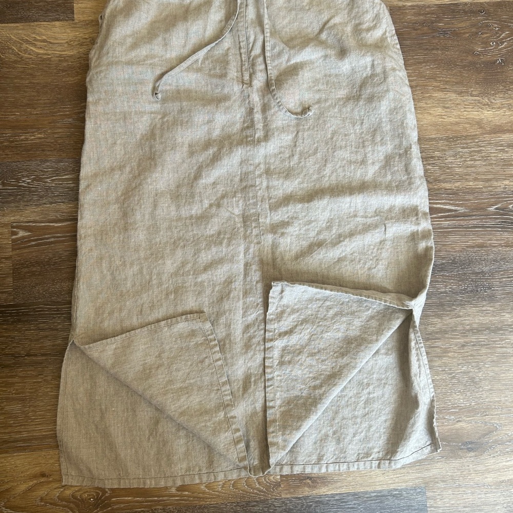 L.L. Bean Tan 100% Linen Skirt - Picture 2 of 5